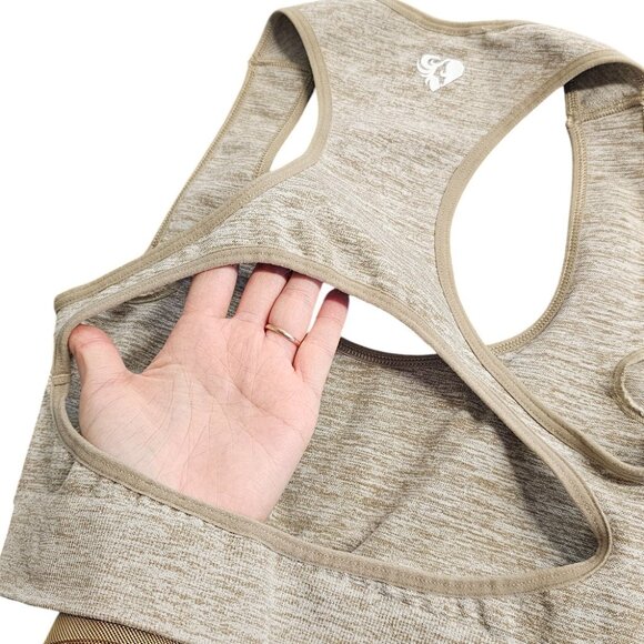 Womens Best Sports Bra, Pullover, Cut Out Back, Cropped Tank, Tan Heathered, S - Picture 7 of 7